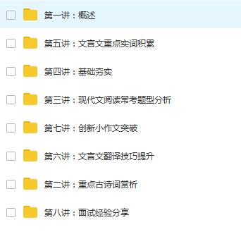 小升初语文考试重点知识复习培训教学视频(8讲)目录