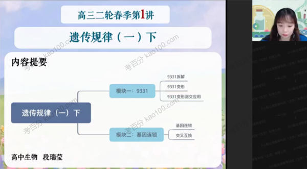 段瑞莹 高三生物2022年高考春季尖端班