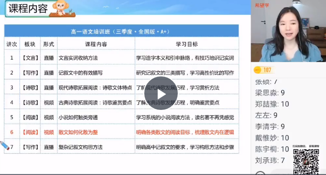 张卡特 高一语文2022年暑假A+班