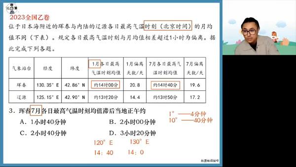 林萧 2024届高考高三地理2024年寒假班 [视频]